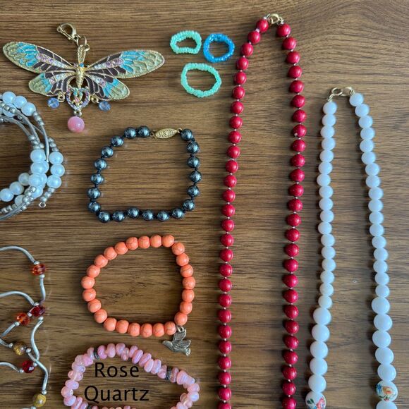 VINTAGE ESTATE JEWELRY LOT Necklaces Bracelets Brooch Beaded Charm 70s 80s EXACT - Picture 4 of 8